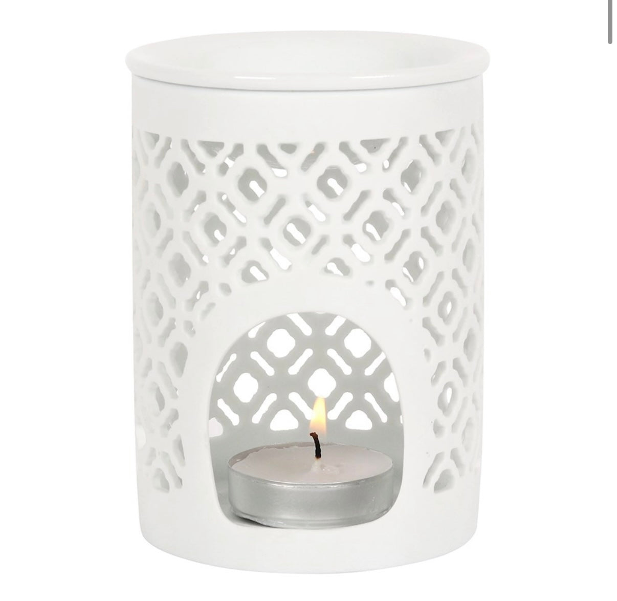 White Matte Lattice Cut Wax Burner