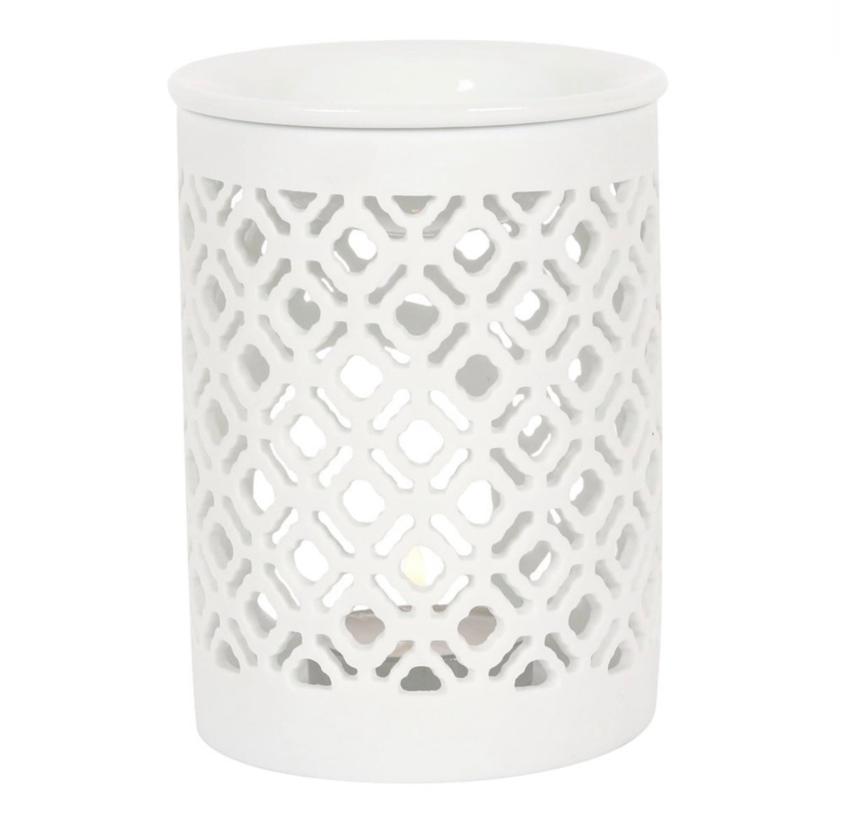 White Matte Lattice Cut Wax Burner